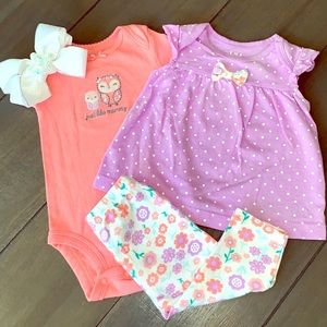 0-3M 4 Piece Baby Girl Outfit Bundle